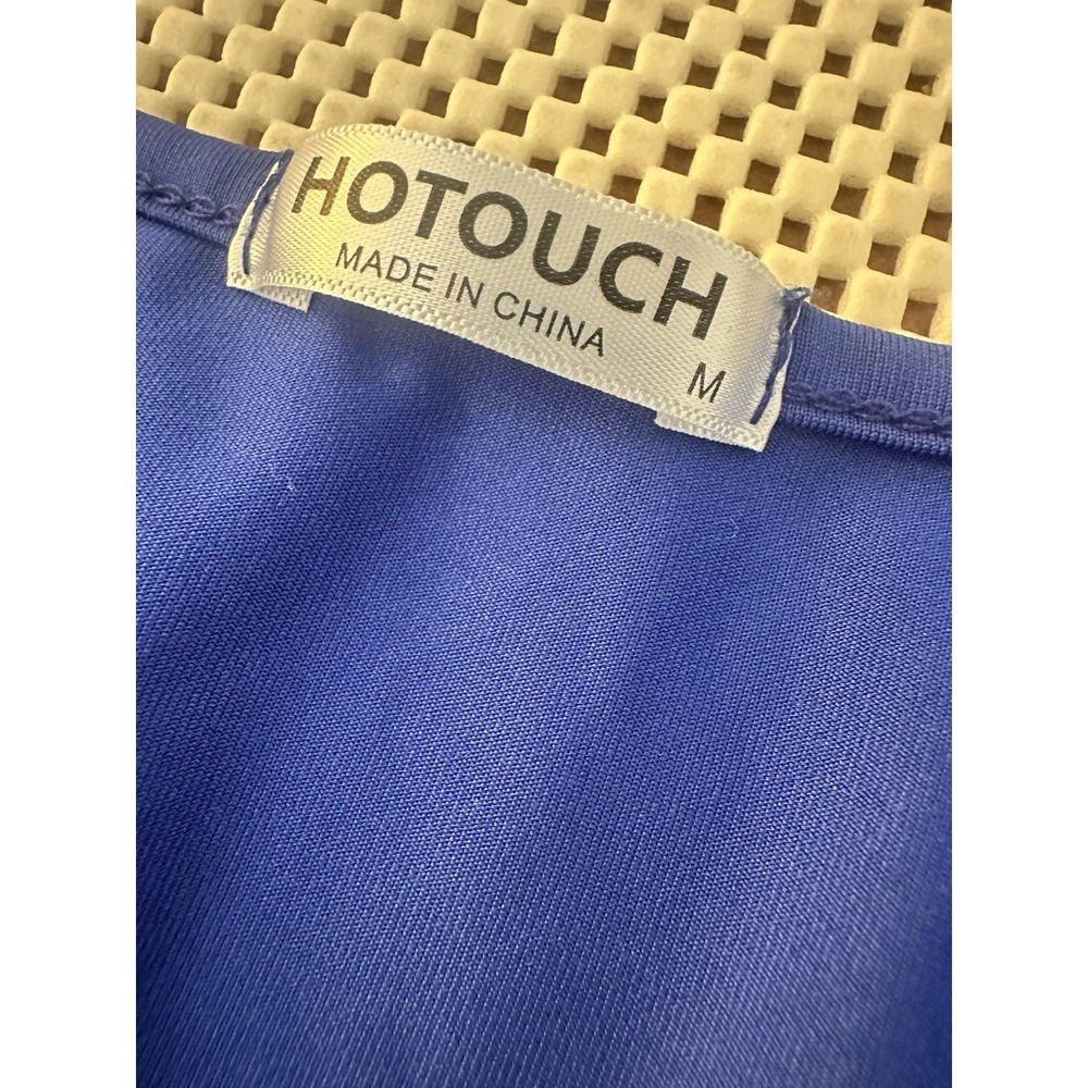 Electric Blue Cut Out Clubwear Dress M/6/8 Bodycon Ruffle Bare Midriff Low Cut - Picture 8 of 9